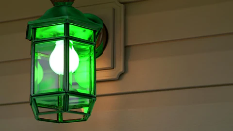 Green Light Bulb on the porch